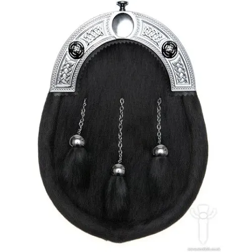 Black Bovine Leather Dress Sporran